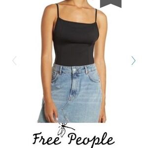 Free People Boho Black Lila Bodysuit Large Country